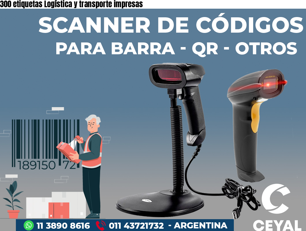 300 etiquetas Logística y transporte impresas