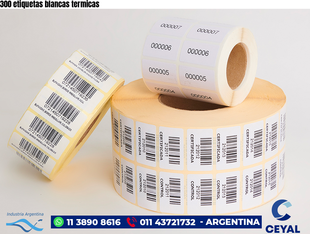 300 etiquetas blancas termicas