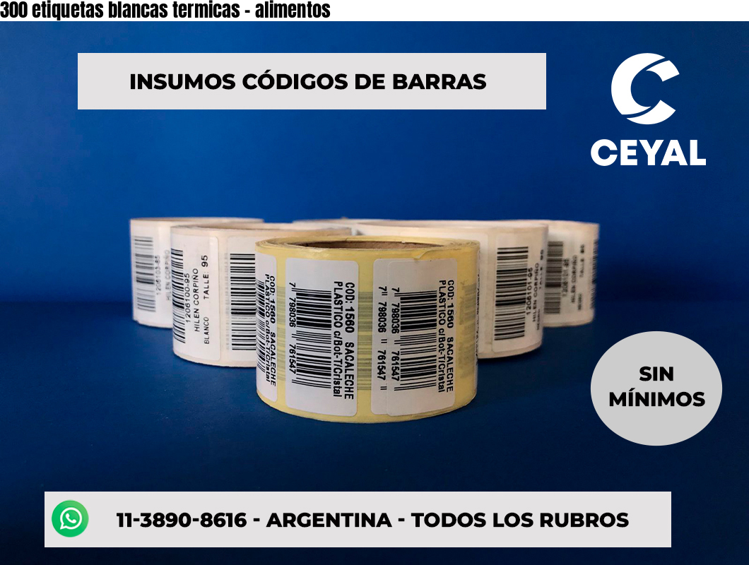 300 etiquetas blancas termicas - alimentos