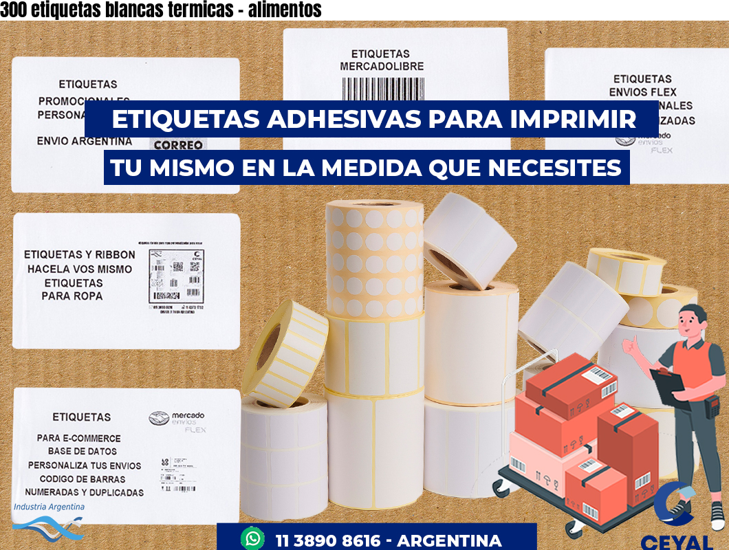 300 etiquetas blancas termicas - alimentos