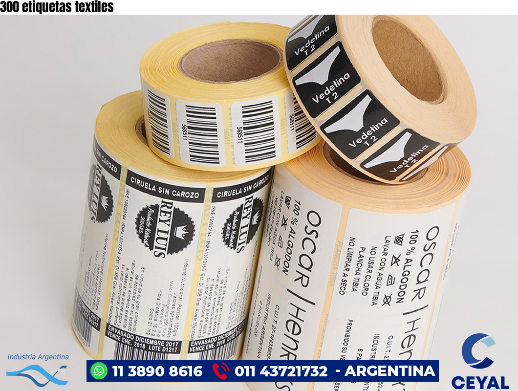 300 etiquetas textiles
