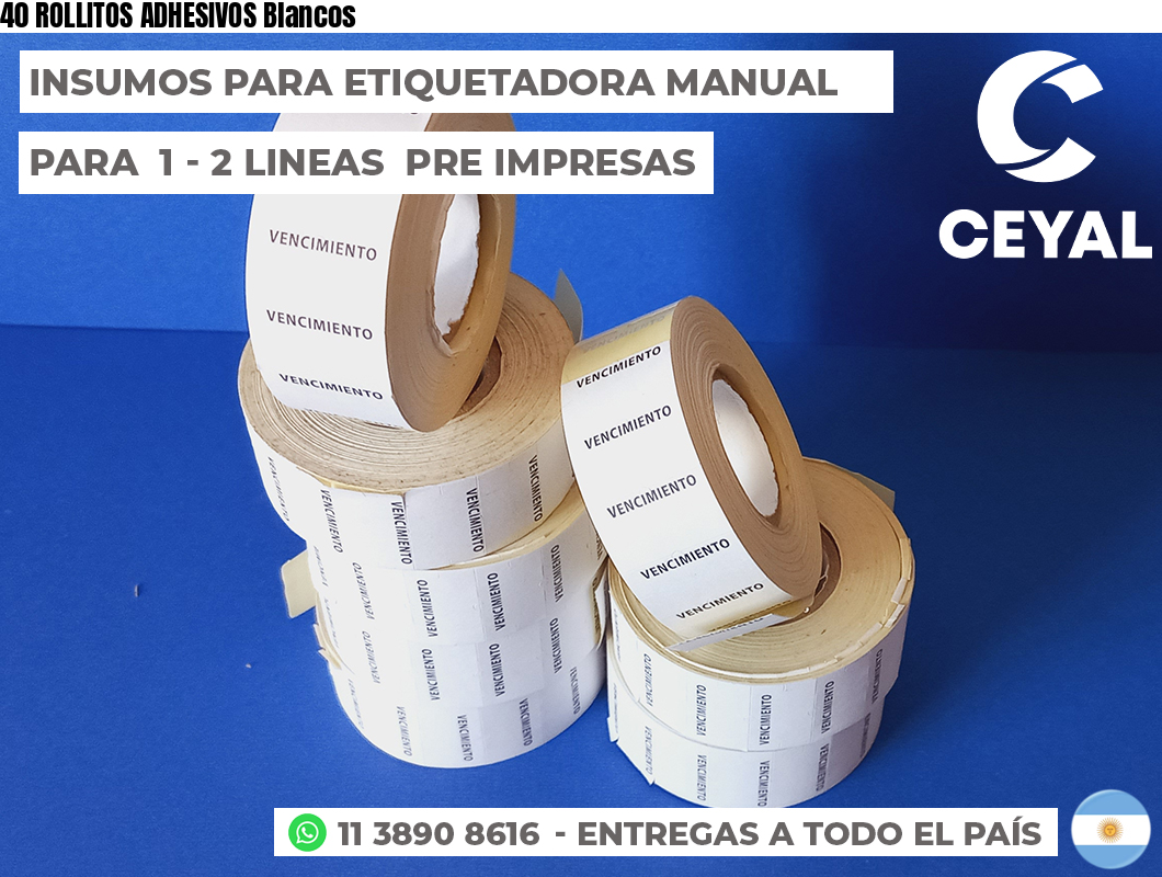 40 ROLLITOS ADHESIVOS Blancos