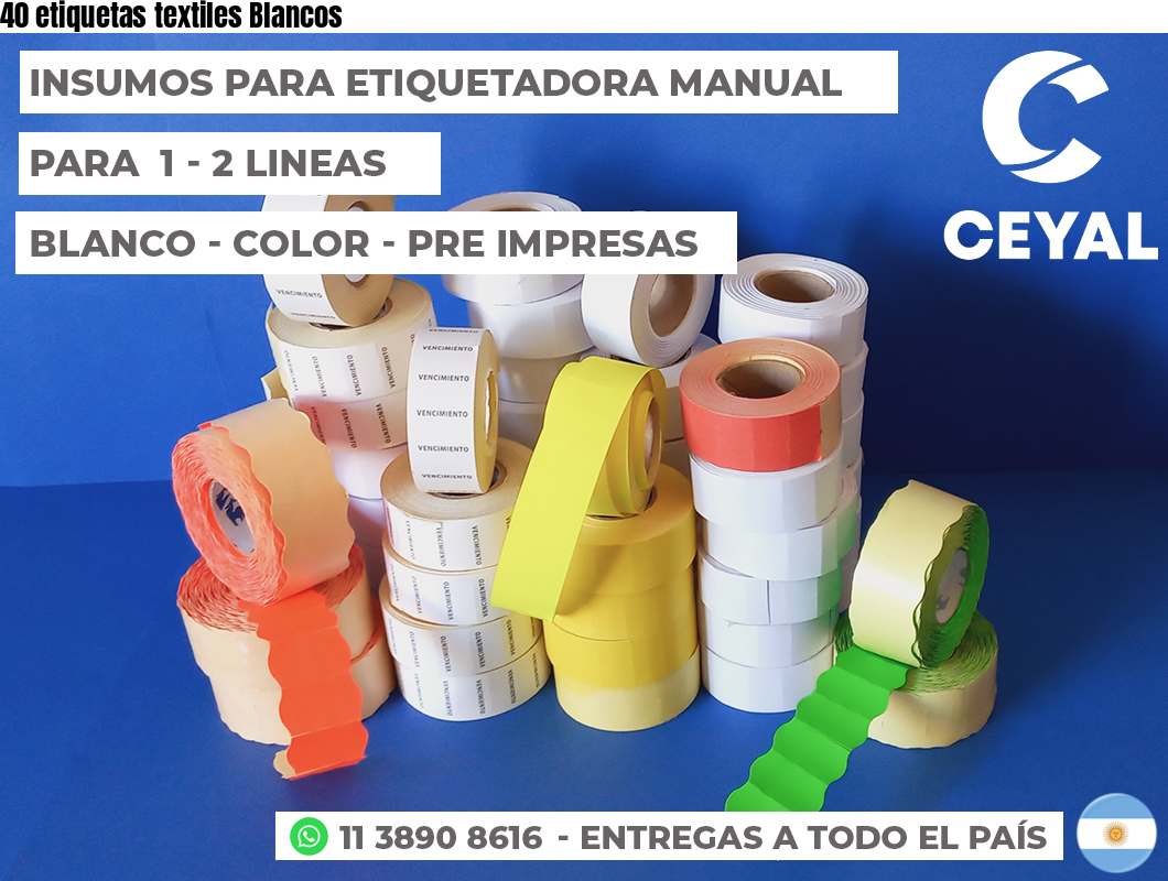 40 etiquetas textiles Blancos