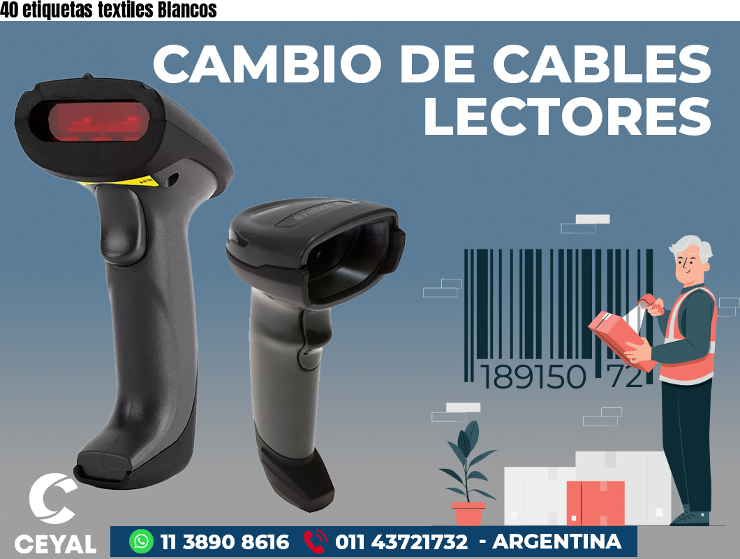 40 etiquetas textiles Blancos