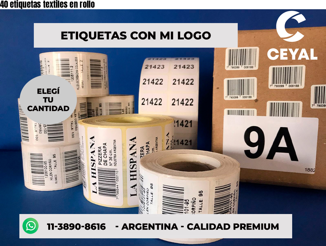 40 etiquetas textiles en rollo