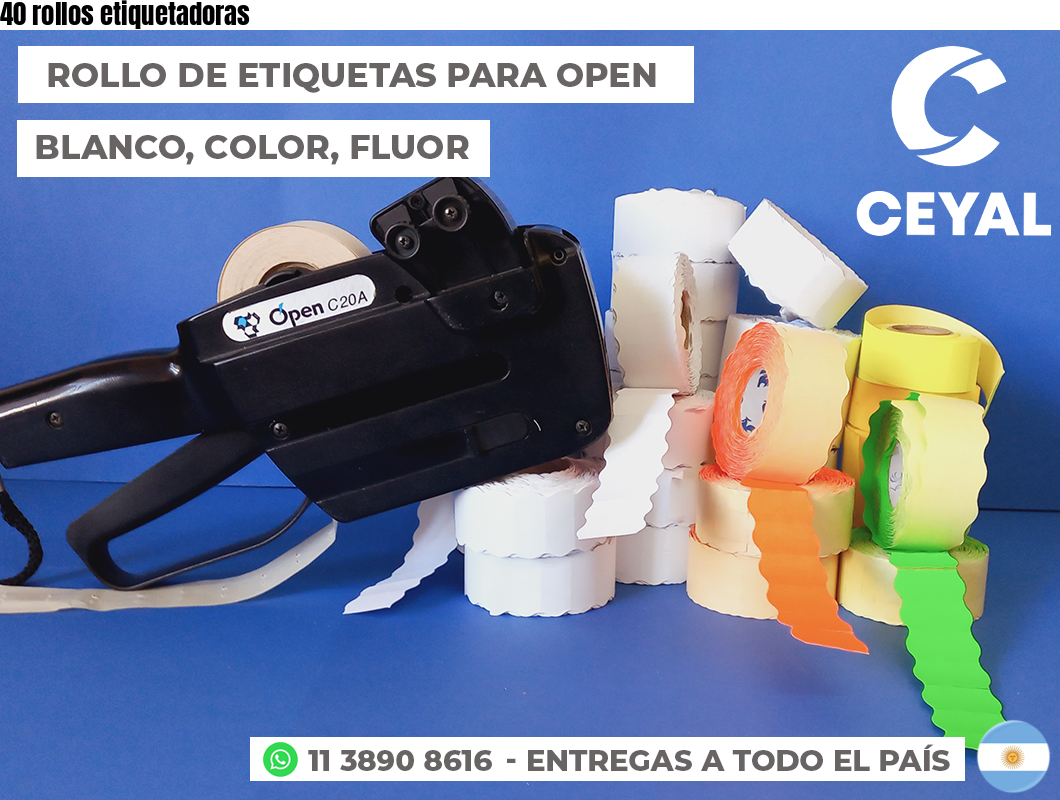 40 rollos etiquetadoras
