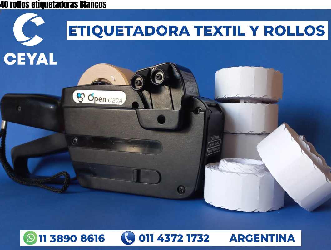 40 rollos etiquetadoras Blancos