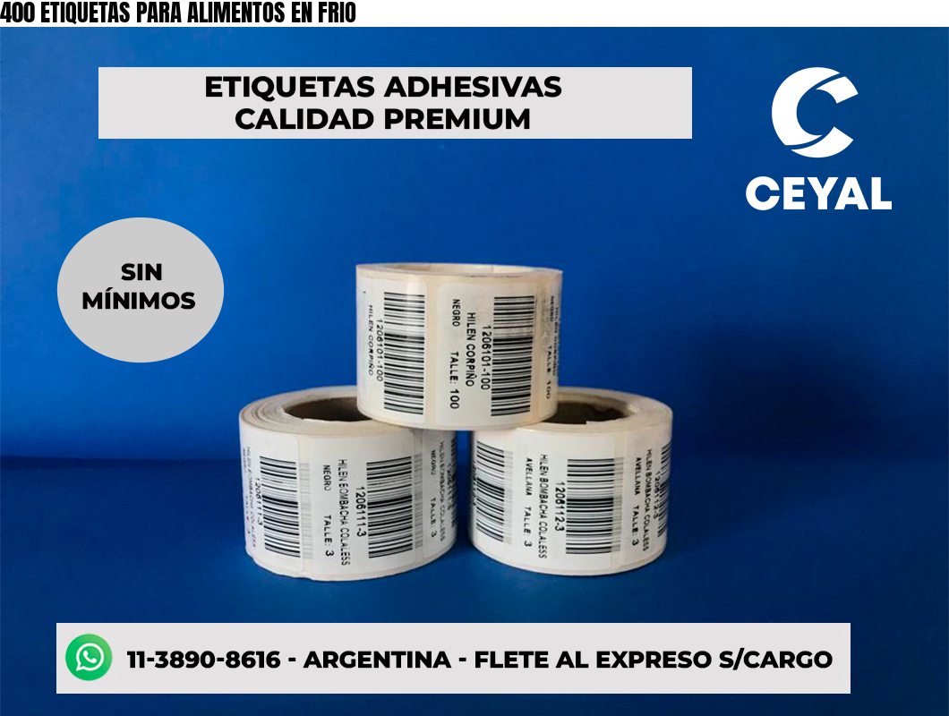 400 ETIQUETAS PARA ALIMENTOS EN FRIO