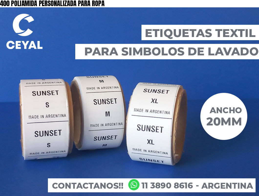 400 POLIAMIDA PERSONALIZADA PARA ROPA
