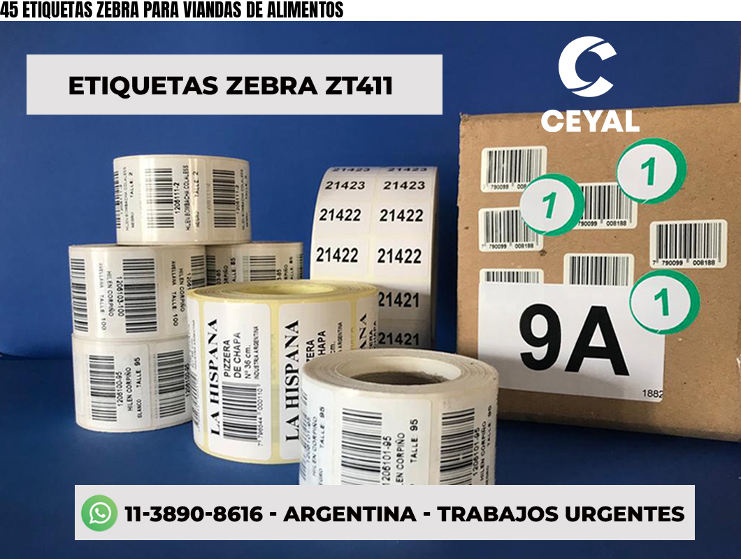 45 ETIQUETAS ZEBRA PARA VIANDAS DE ALIMENTOS
