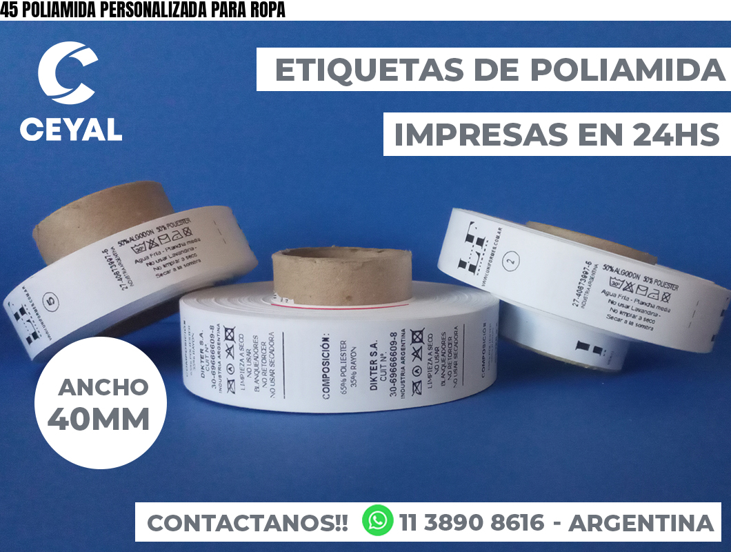 45 POLIAMIDA PERSONALIZADA PARA ROPA