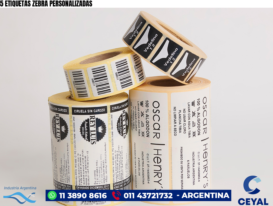 5 ETIQUETAS ZEBRA PERSONALIZADAS