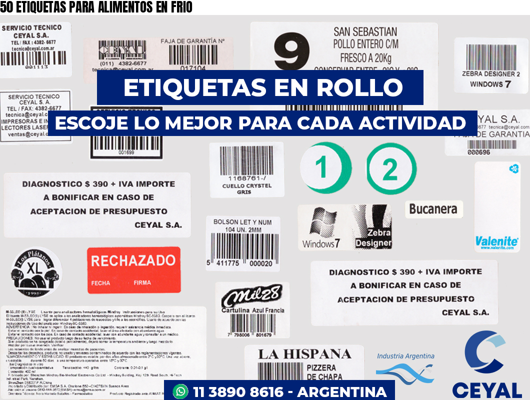50 ETIQUETAS PARA ALIMENTOS EN FRIO