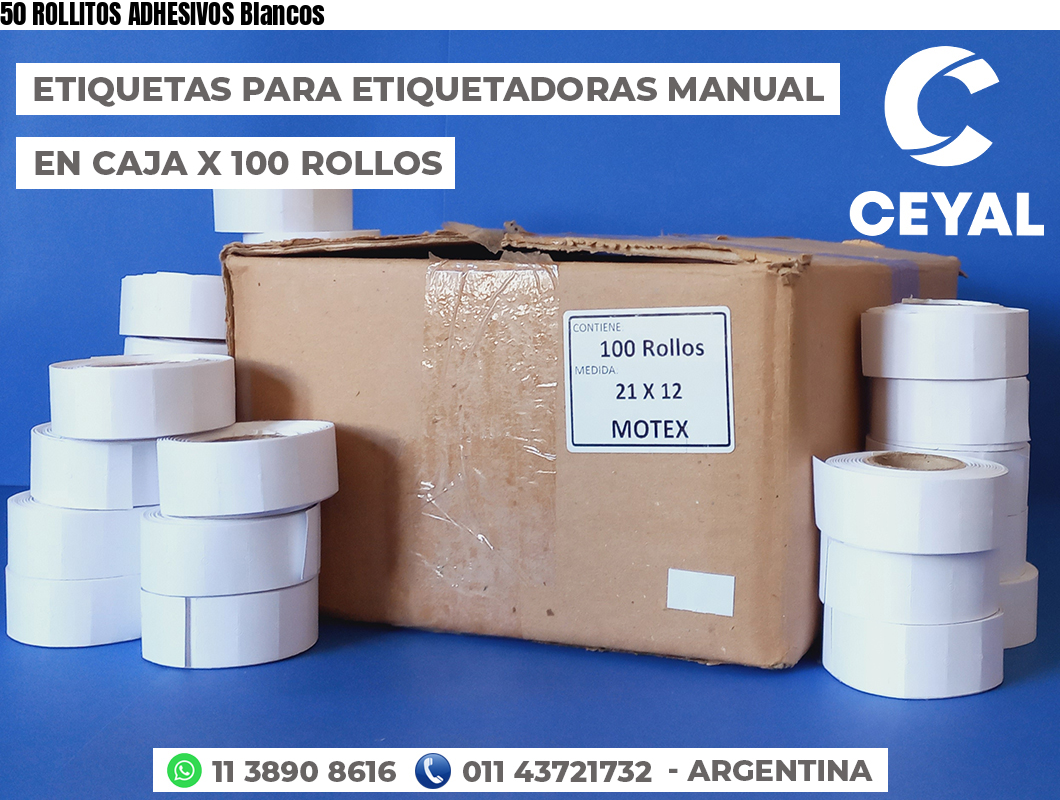 50 ROLLITOS ADHESIVOS Blancos