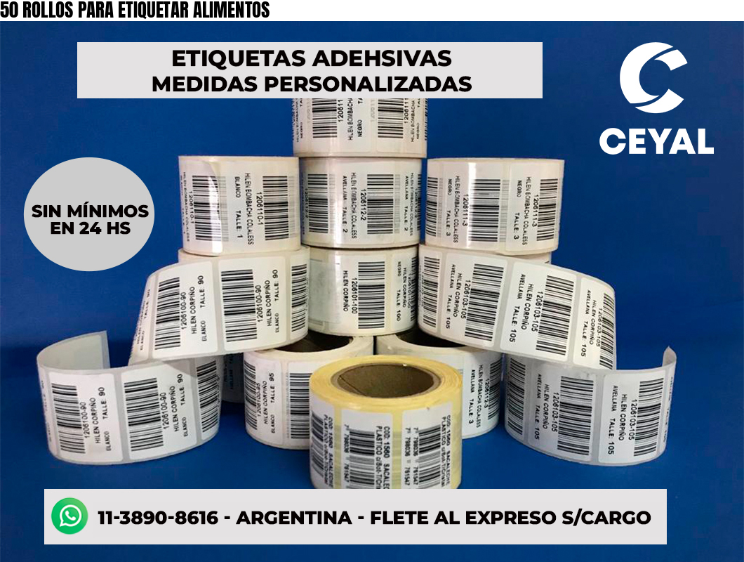 50 ROLLOS PARA ETIQUETAR ALIMENTOS