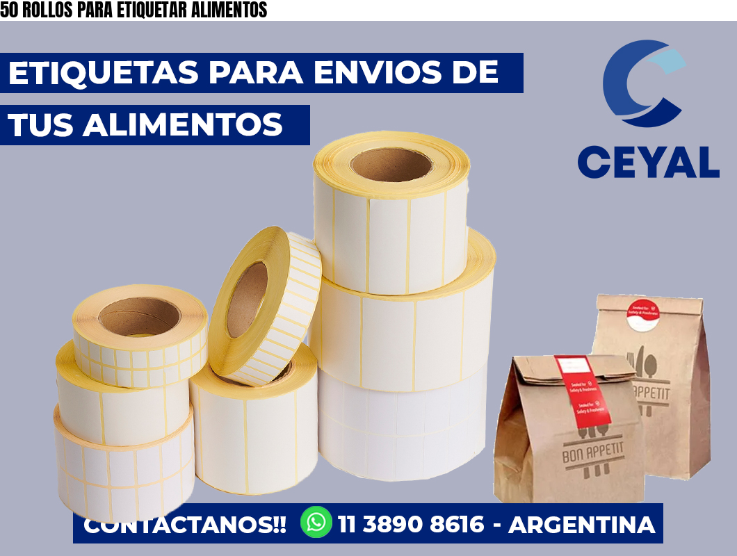 50 ROLLOS PARA ETIQUETAR ALIMENTOS