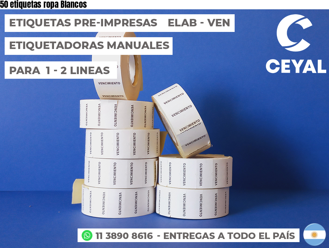 50 etiquetas ropa Blancos