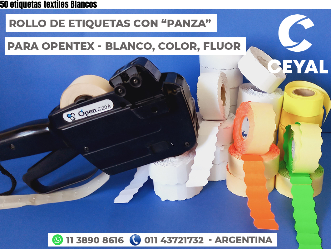 50 etiquetas textiles Blancos