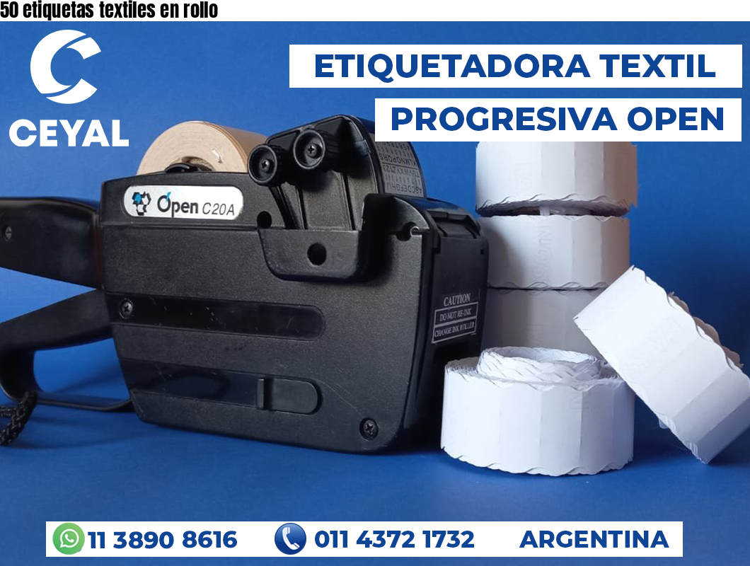 50 etiquetas textiles en rollo