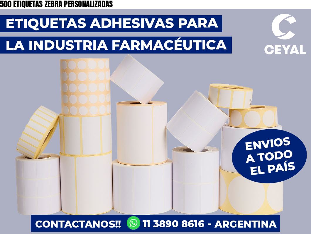 500 ETIQUETAS ZEBRA PERSONALIZADAS