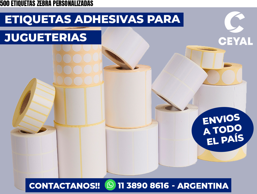 500 ETIQUETAS ZEBRA PERSONALIZADAS