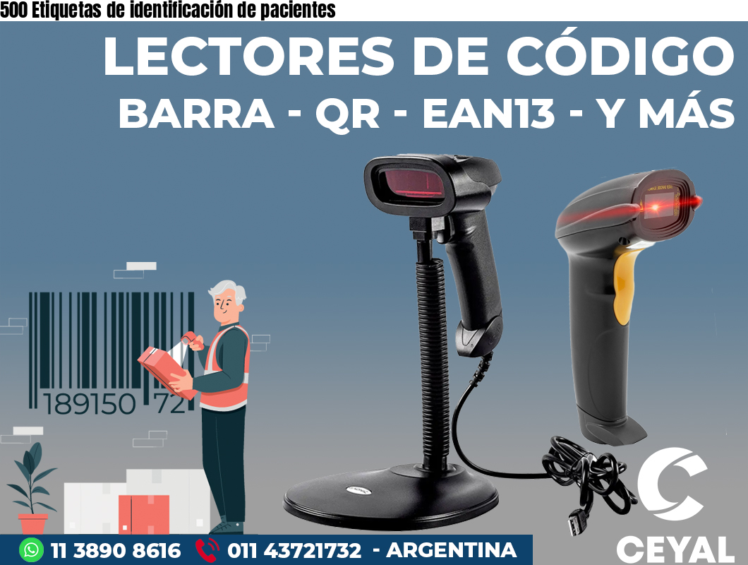 500 Etiquetas de identificación de pacientes