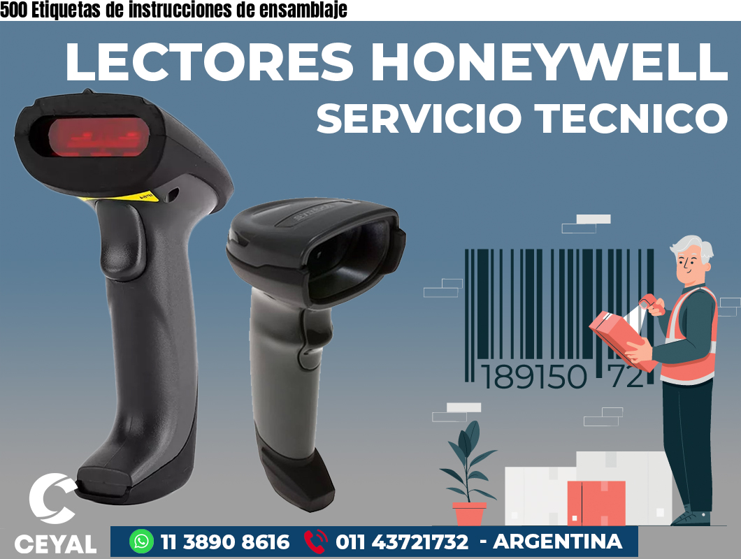 500 Etiquetas de instrucciones de ensamblaje