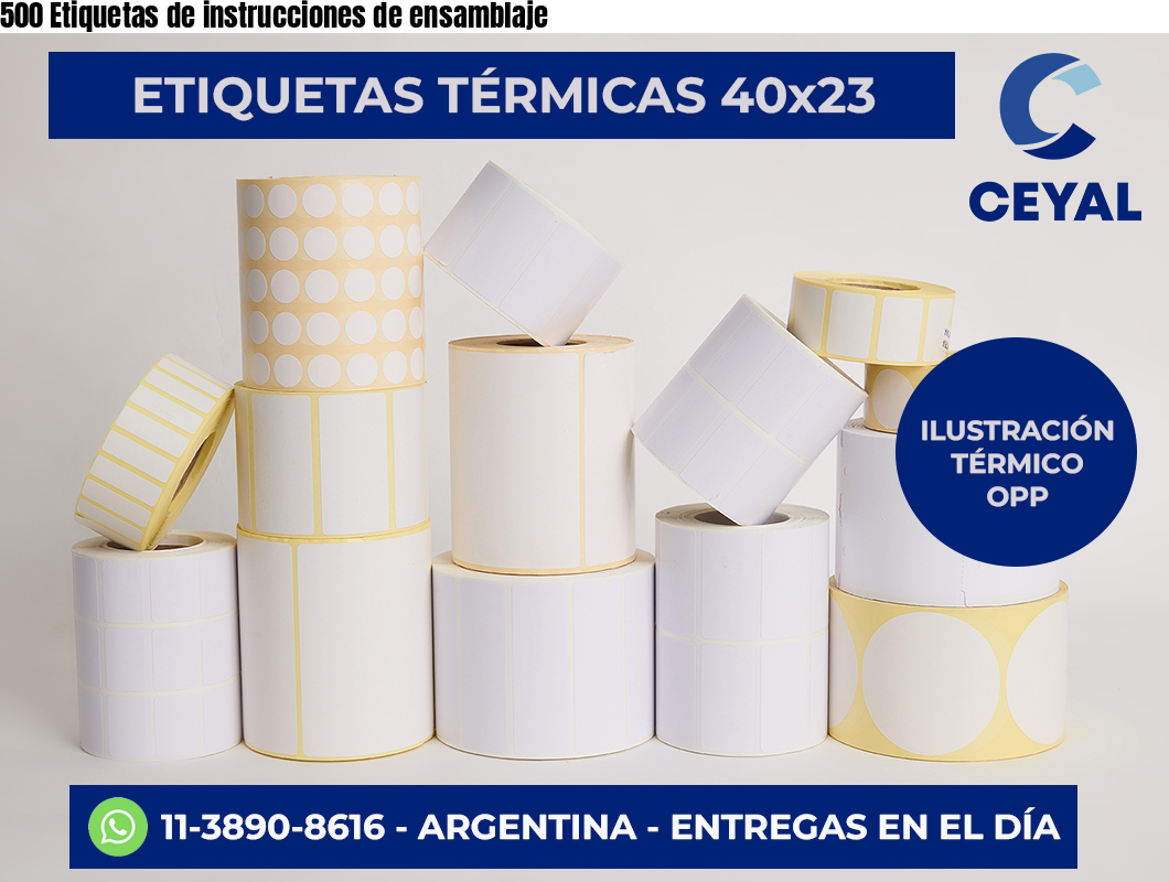 500 Etiquetas de instrucciones de ensamblaje