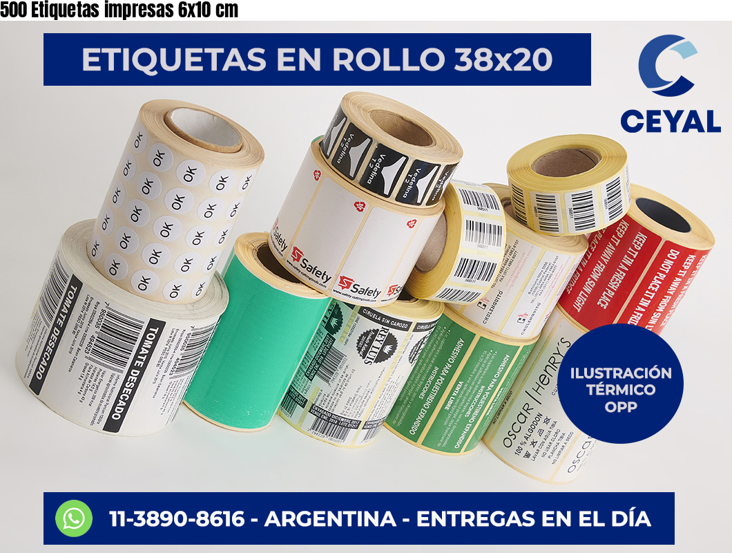 500 Etiquetas impresas 6×10 cm