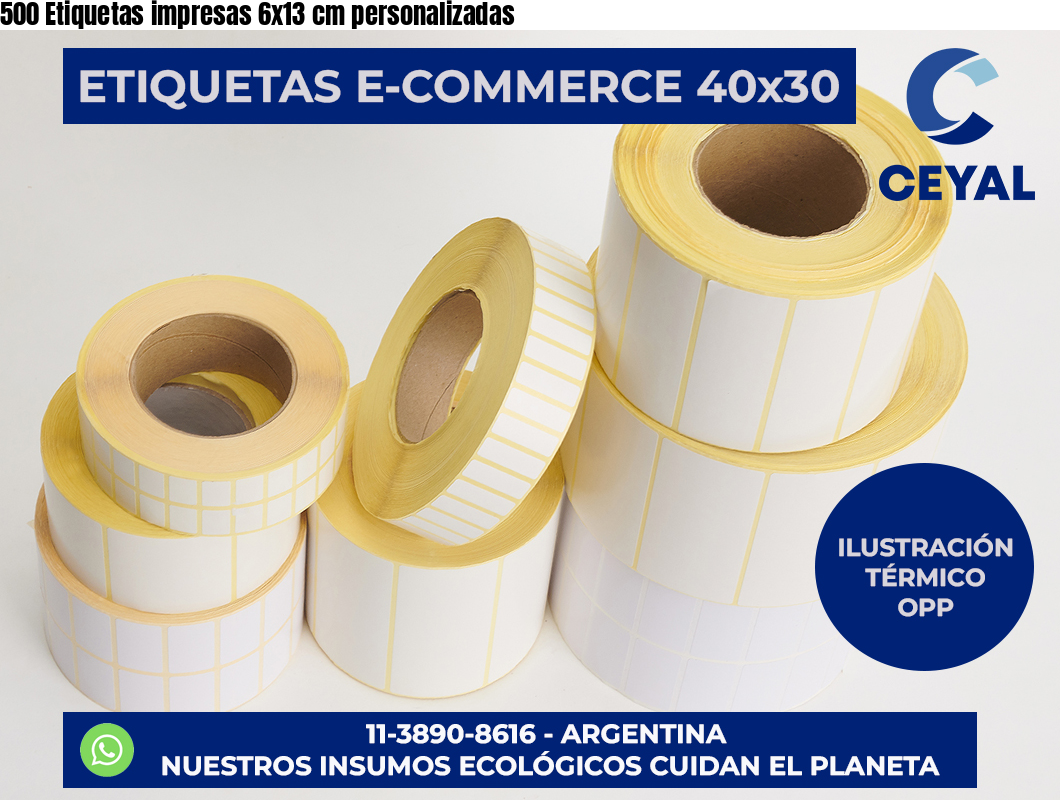 500 Etiquetas impresas 6×13 cm personalizadas