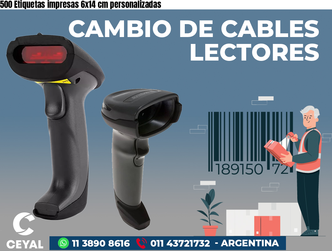 500 Etiquetas impresas 6x14 cm personalizadas