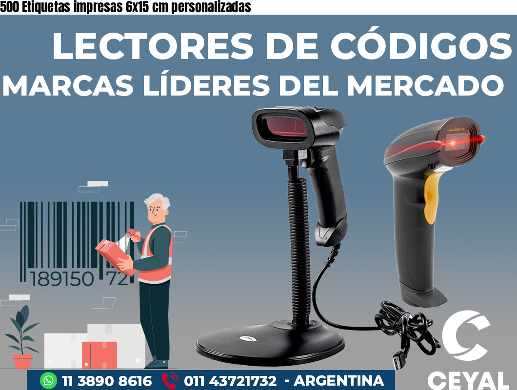 500 Etiquetas impresas 6x15 cm personalizadas
