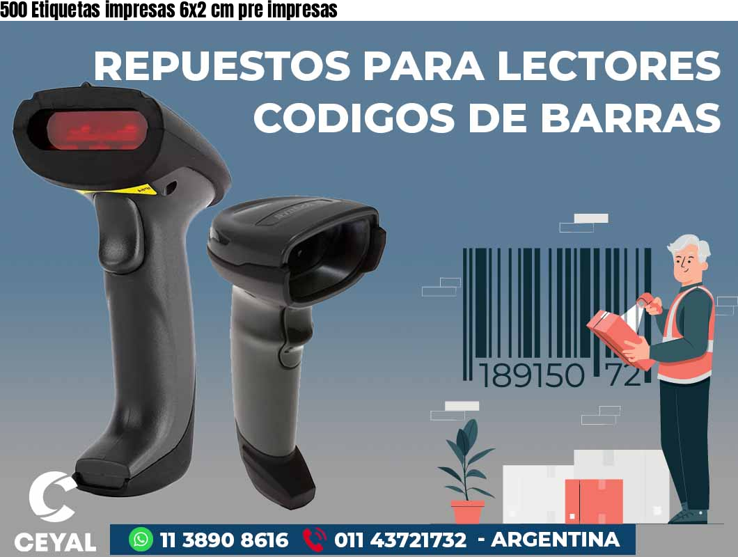 500 Etiquetas impresas 6x2 cm pre impresas
