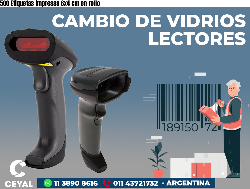 500 Etiquetas impresas 6x4 cm en rollo