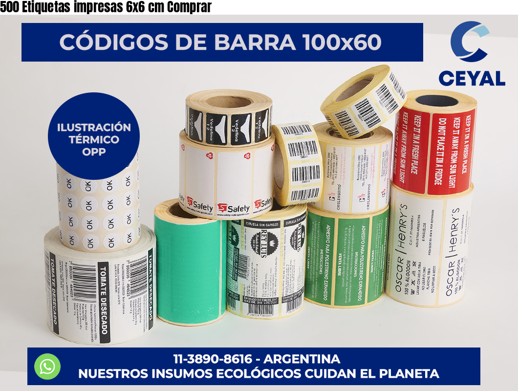 500 Etiquetas impresas 6×6 cm Comprar