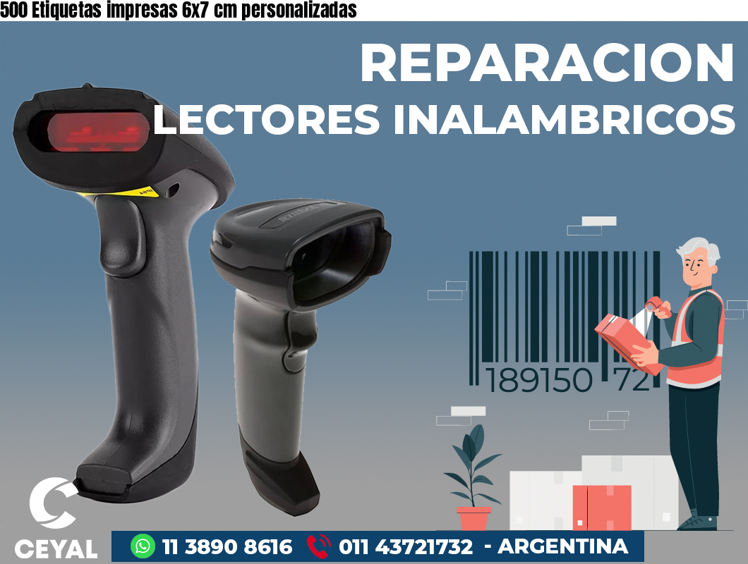 500 Etiquetas impresas 6x7 cm personalizadas