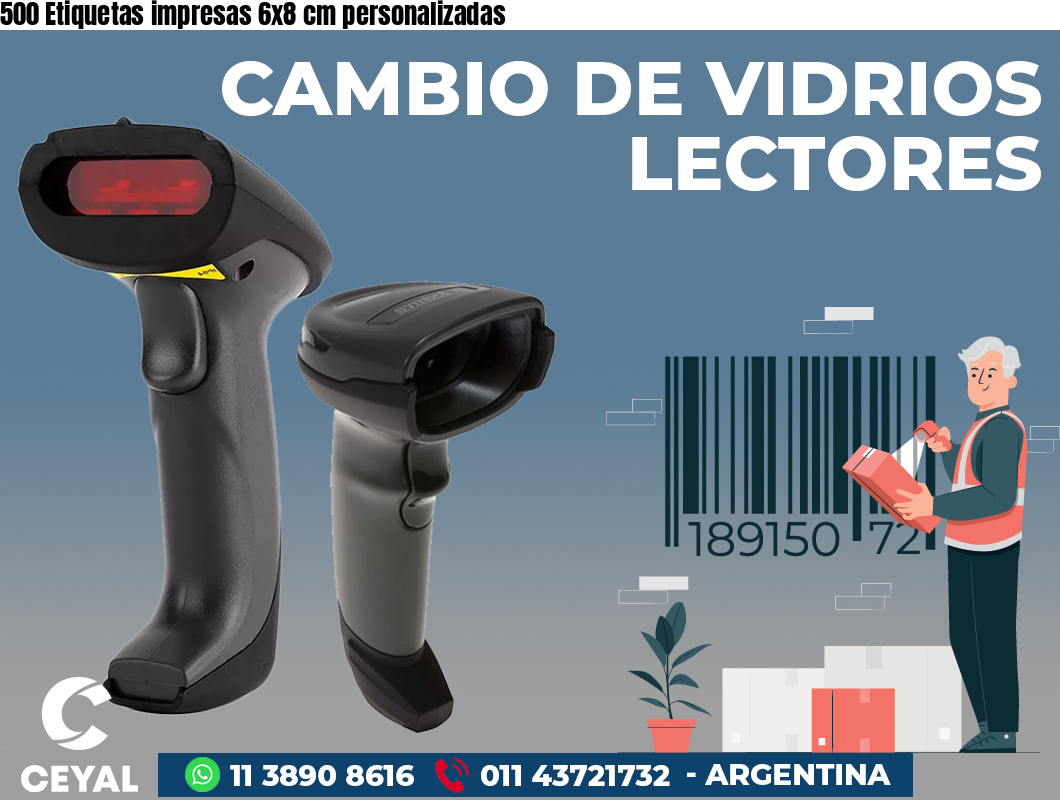 500 Etiquetas impresas 6x8 cm personalizadas