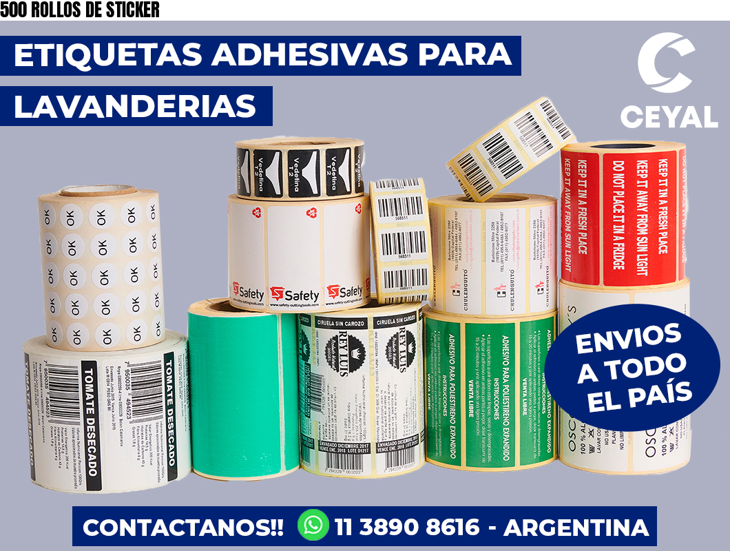 500 ROLLOS DE STICKER