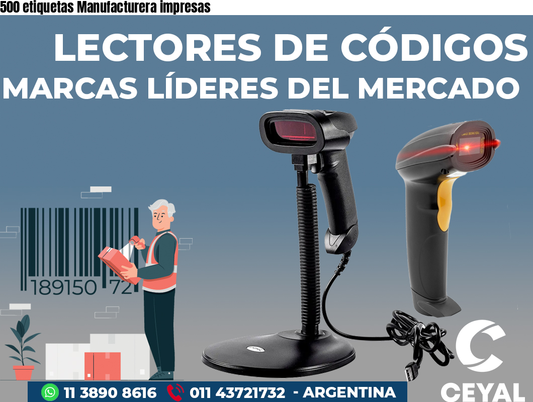 500 etiquetas Manufacturera impresas