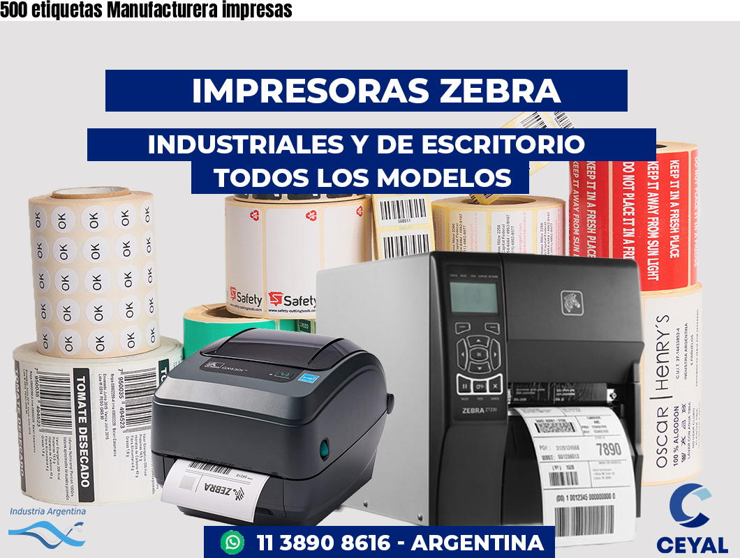 500 etiquetas Manufacturera impresas