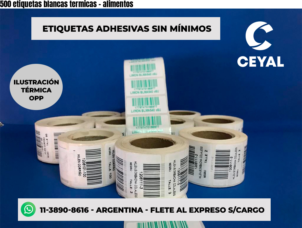500 etiquetas blancas termicas - alimentos