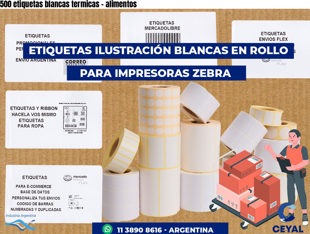 500 etiquetas blancas termicas - alimentos