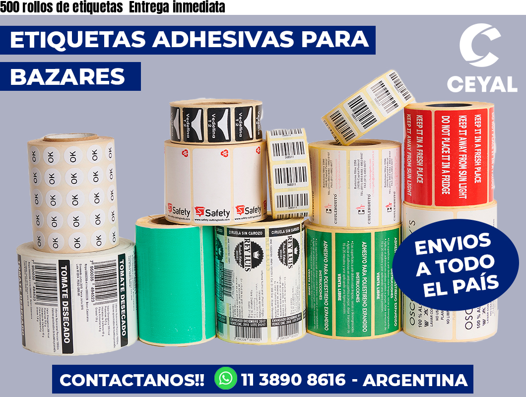500 rollos de etiquetas Entrega inmediata
