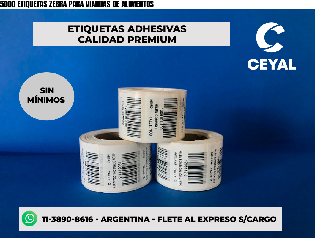 5000 ETIQUETAS ZEBRA PARA VIANDAS DE ALIMENTOS