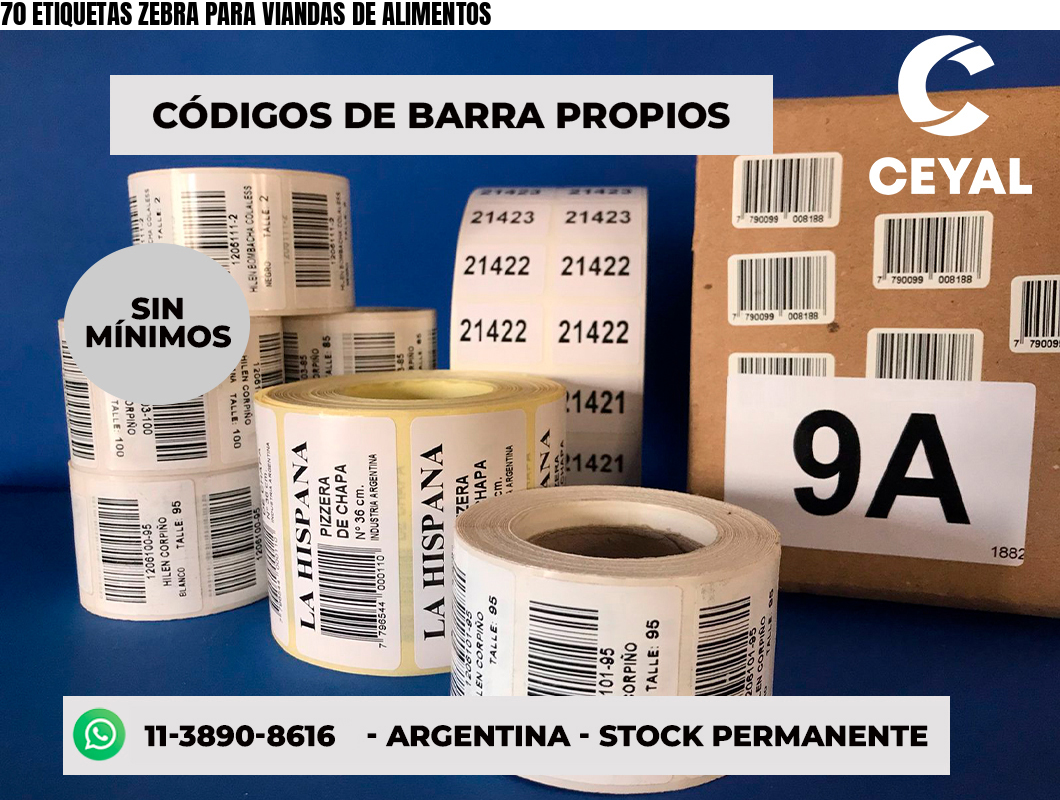 70 ETIQUETAS ZEBRA PARA VIANDAS DE ALIMENTOS