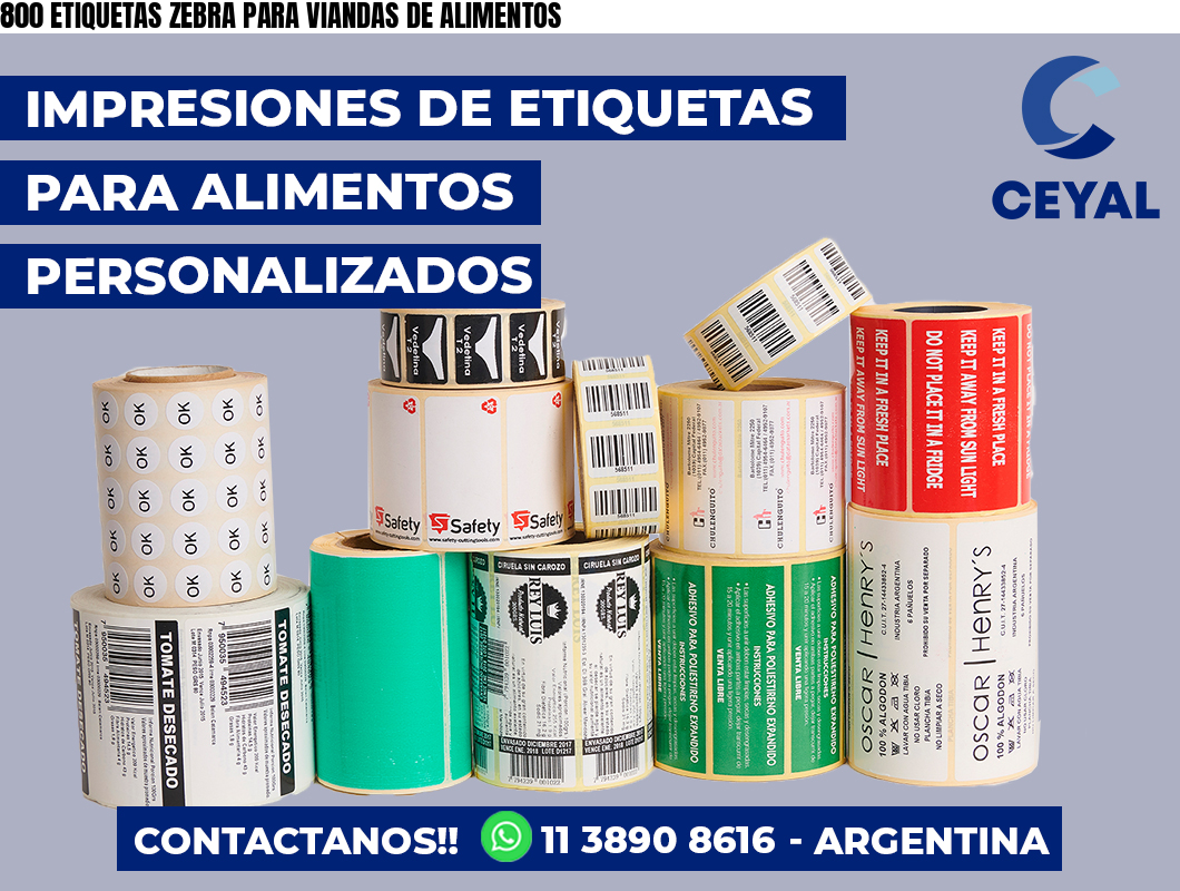 800 ETIQUETAS ZEBRA PARA VIANDAS DE ALIMENTOS