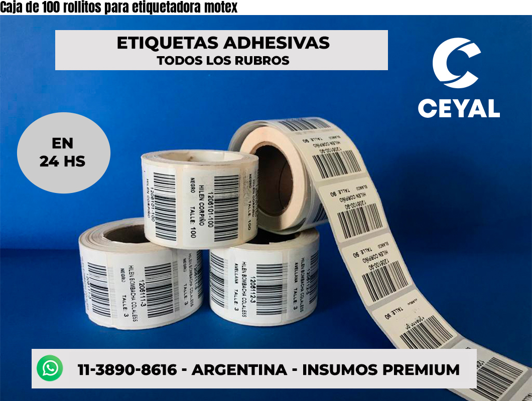 Caja de 100 rollitos para etiquetadora motex