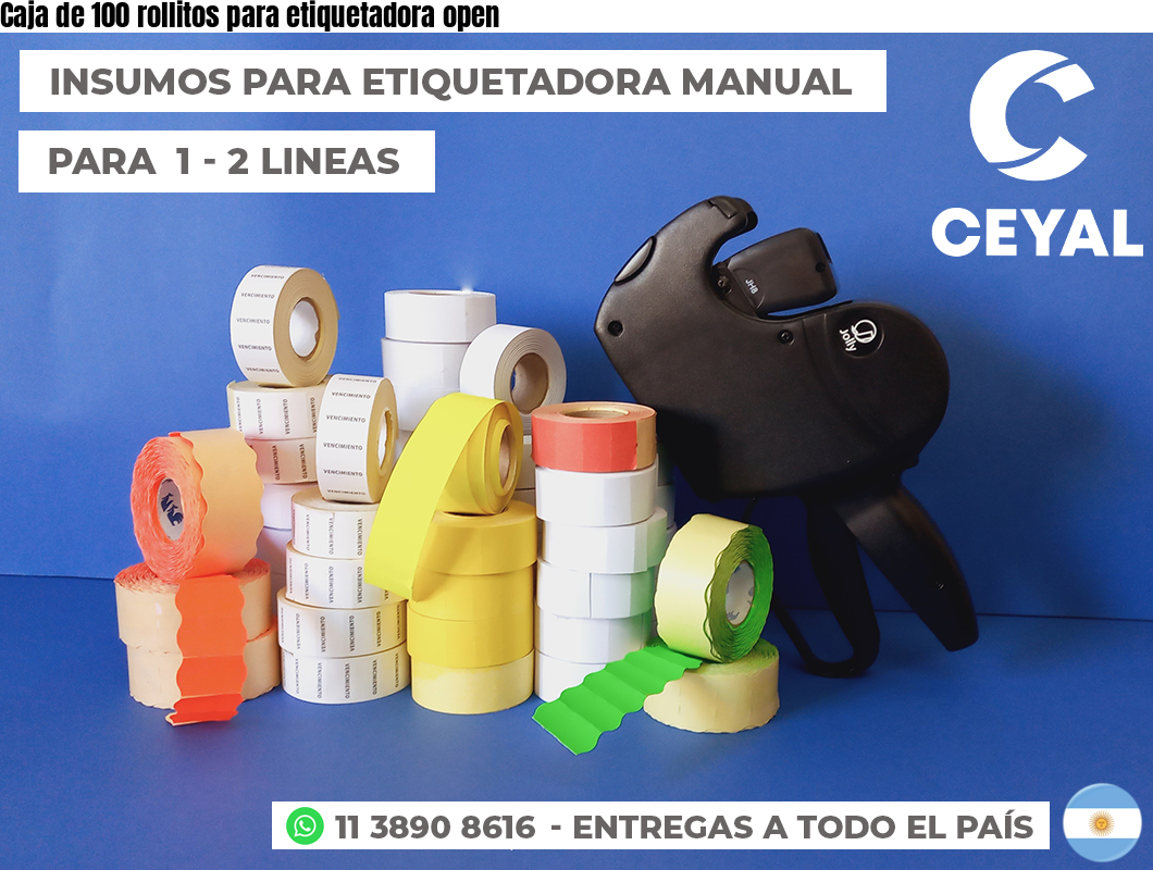 Caja de 100 rollitos para etiquetadora open