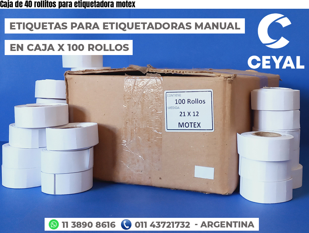 Caja de 40 rollitos para etiquetadora motex