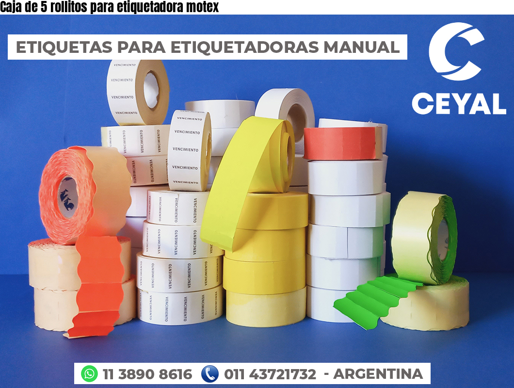 Caja de 5 rollitos para etiquetadora motex